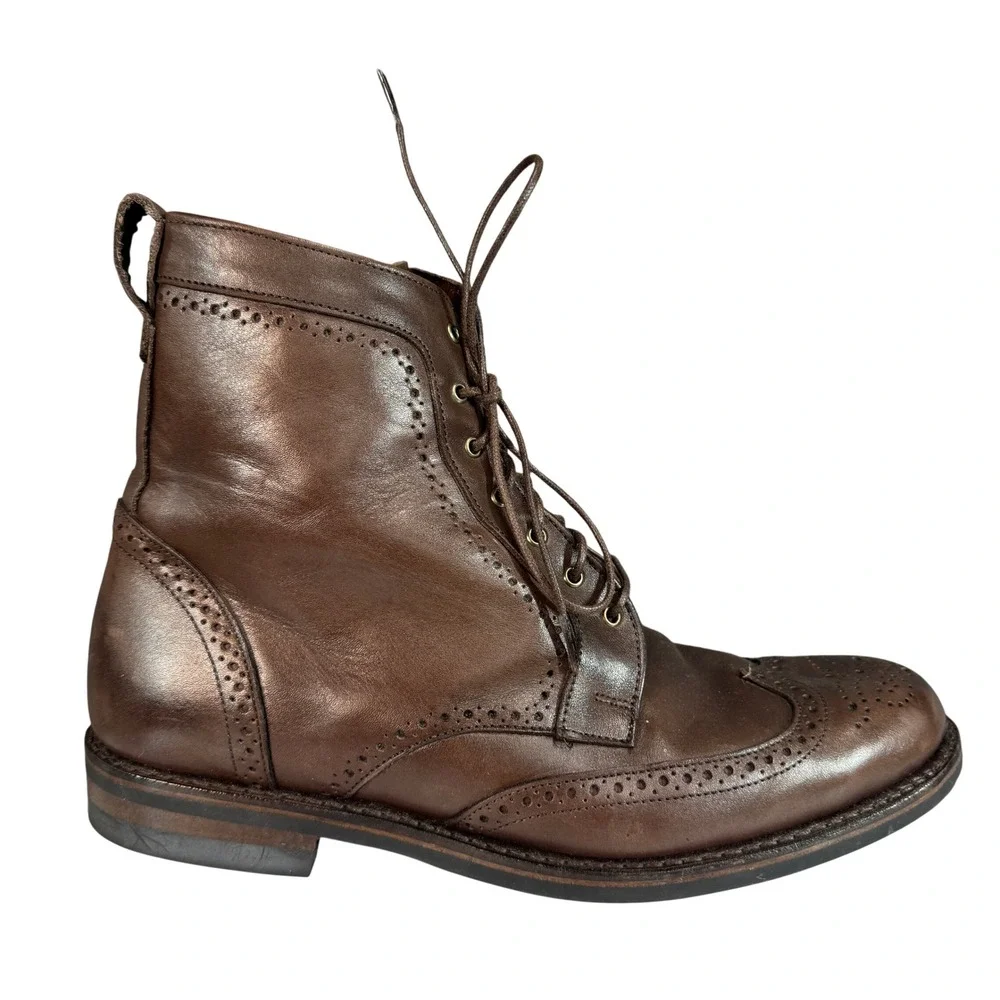 Allen Edmonds Dalton Dark Brown Leather Wingtip Dress Boots Dainite Sole 10.5